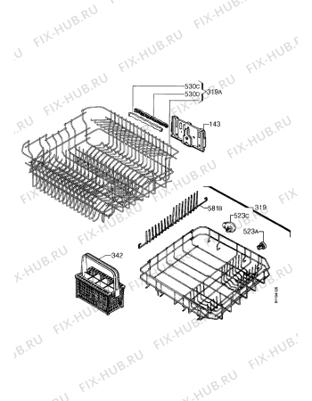 Взрыв-схема посудомоечной машины Zanussi ZDM6837 - Схема узла Baskets, tubes 061